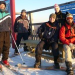 Taken on March 17th, 2008, on top of mount Bromont, a ski resort in Quebec. The group depicted is partial, as not everybody dared to brave freezing weather.